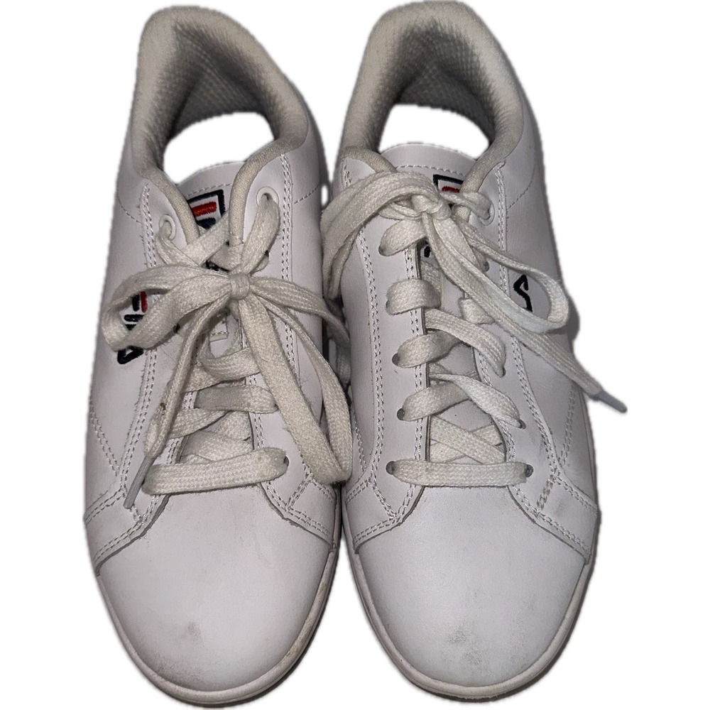 Fila‎ Reunion Women's White/Navy/Red Leather Sneakers Lace Up Low Top Shoes 8